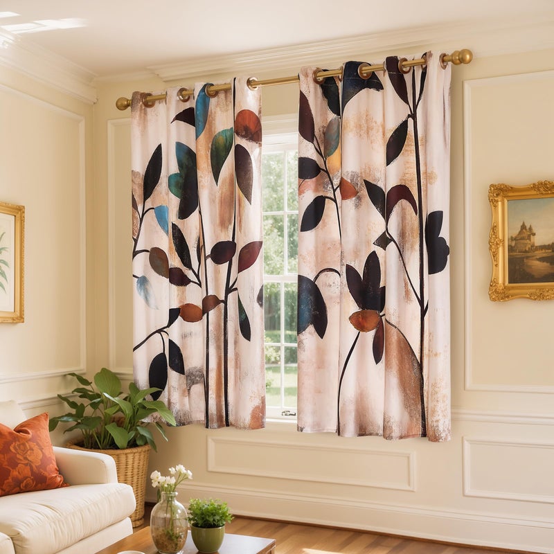SUBRTEX Blackout Curtains 52Wx63L, Room Darkening Floral Curtains, Thermal Insulated 2 Panels Window Drapes, Boho Farmhouse Curtains for Living Room Bedroom Window Treatments, Brown - Image 4