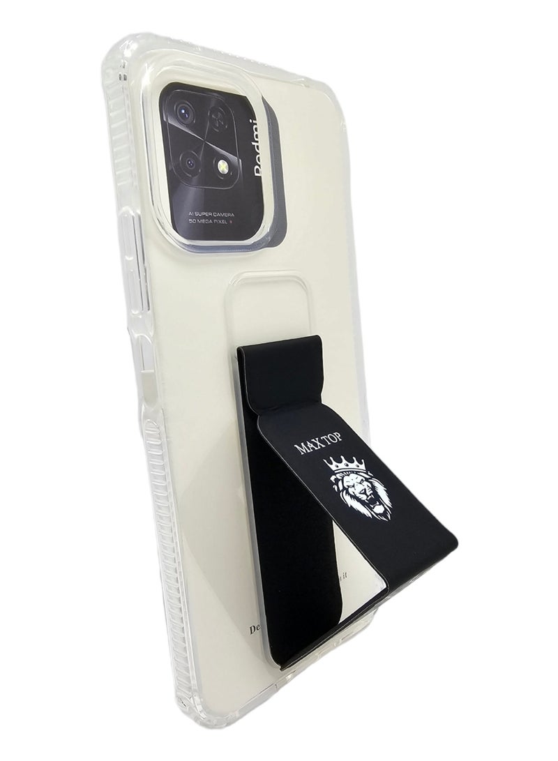 ماكس توب غطاء حماية شفاف مع مسكة لهاتف شاومي ريدمي 12 - شفاف/أسود - Image 2