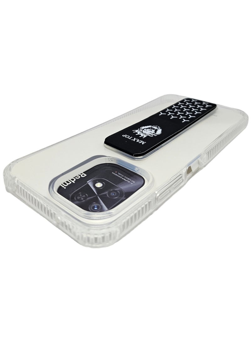 ماكس توب غطاء حماية شفاف مع مسكة لهاتف شاومي ريدمي 12 - شفاف/أسود - Image 4