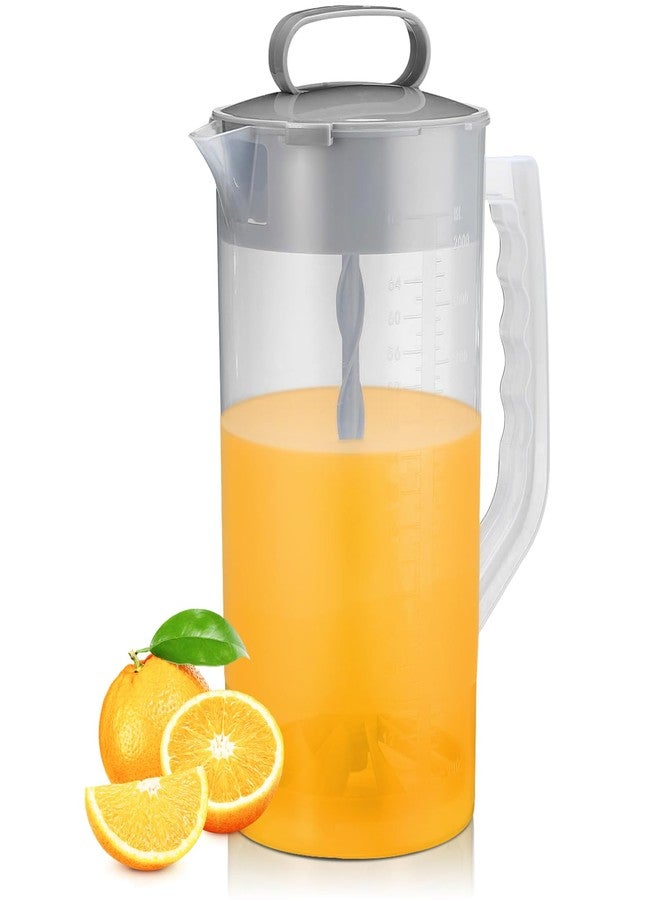 WLKSTS Mixing Pitcher for Drinks, 2 Quart/ 64oz Plastic Water Pitcher with Lid, Angled Plastic Blades and Adjustable Mixer Plunger for Juice, Powdered Milk, Beverage Container (One) - Image 1
