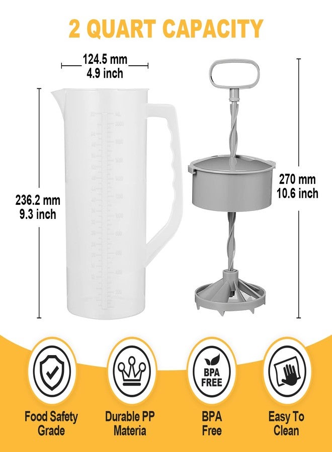 WLKSTS Mixing Pitcher for Drinks, 2 Quart/ 64oz Plastic Water Pitcher with Lid, Angled Plastic Blades and Adjustable Mixer Plunger for Juice, Powdered Milk, Beverage Container (One) - Image 2