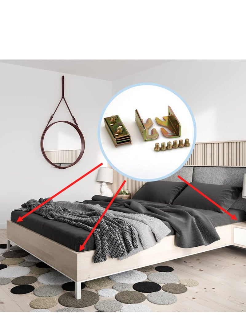 SYOSI Bed Rail Brackets, Set of 4 Bed Rail Fittings, Heavy Duty Non Mortise, Bed Frame Bed Post Double Hook Slot BracketScrews Included - Image 4