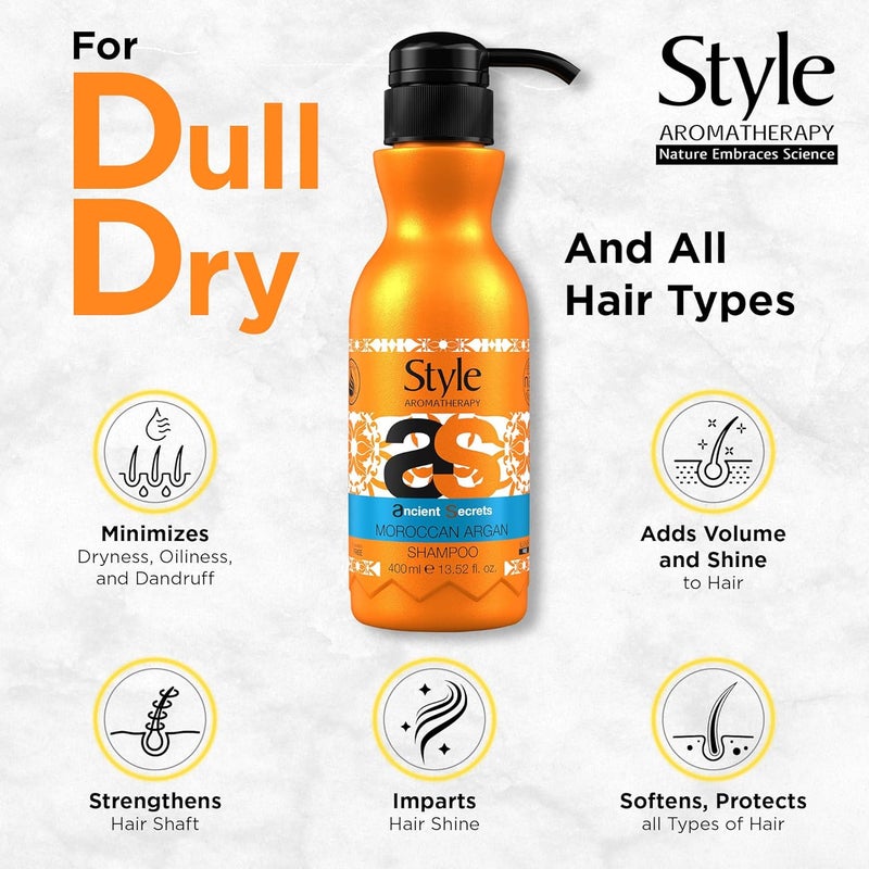 Style Aromatherapy Professional Moroccan Argan Shampoo 400 ml Sulphate Free Paraben free For Dry Dull All Hair types - Image 2