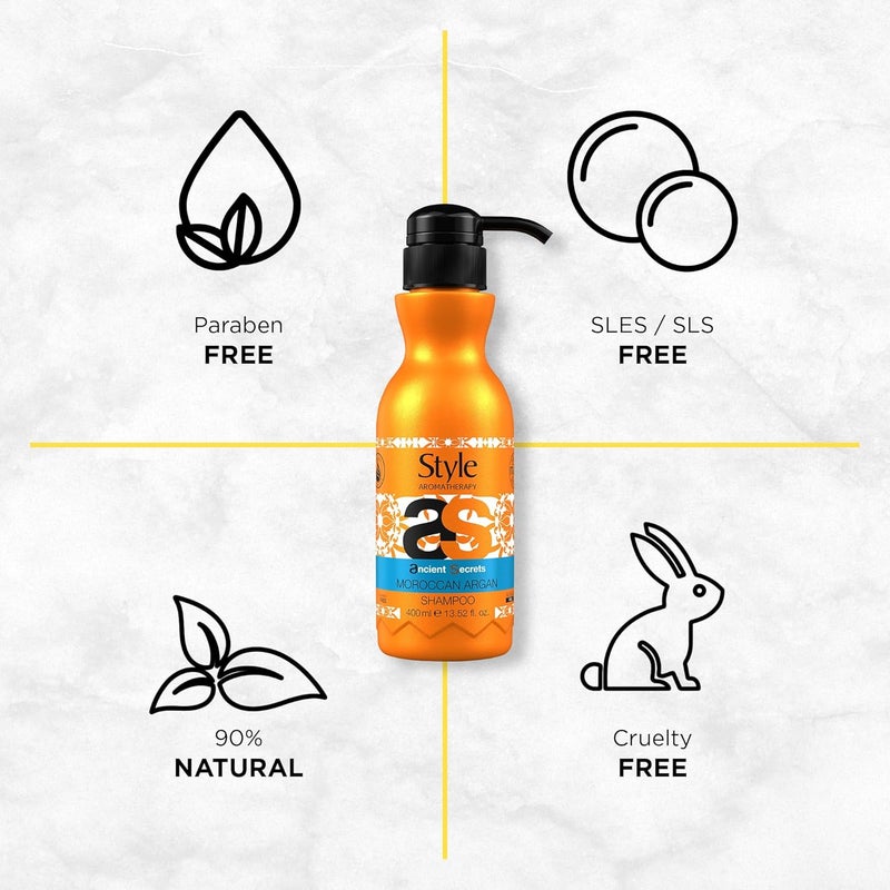 Style Aromatherapy Professional Moroccan Argan Shampoo 400 ml Sulphate Free Paraben free For Dry Dull All Hair types - Image 3