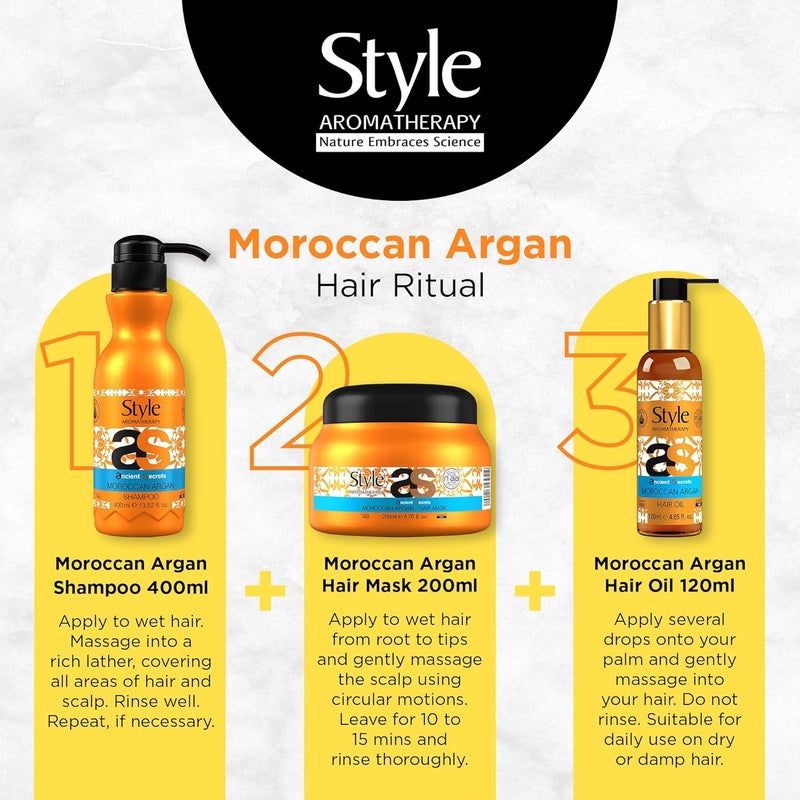 Style Aromatherapy Professional Moroccan Argan Shampoo 400 ml Sulphate Free Paraben free For Dry Dull All Hair types - Image 5