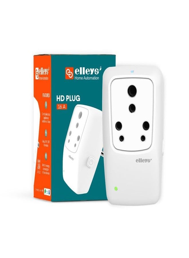 Elleys' Elleys 16A Wi-Fi Smart Plug with Energy Monitoring | Suitable for Large Appliances Like Water Heater/Geysers, AC, Refrigerator, TV, Microwave Ovens (Works with Alexa, Google Assistant & Apple Siri) - Image 1
