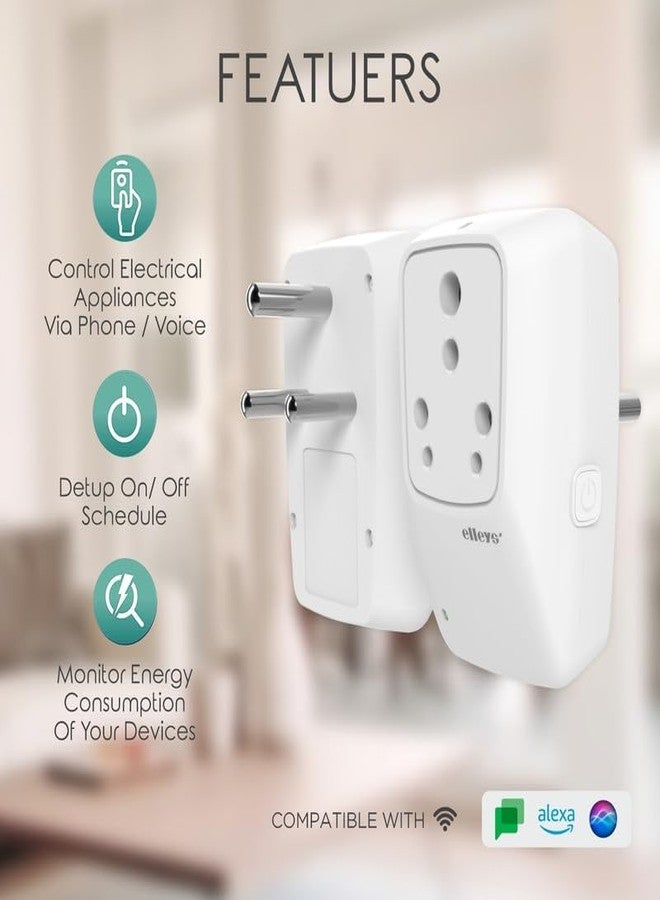 Elleys' Elleys 16A Wi-Fi Smart Plug with Energy Monitoring | Suitable for Large Appliances Like Water Heater/Geysers, AC, Refrigerator, TV, Microwave Ovens (Works with Alexa, Google Assistant & Apple Siri) - Image 4