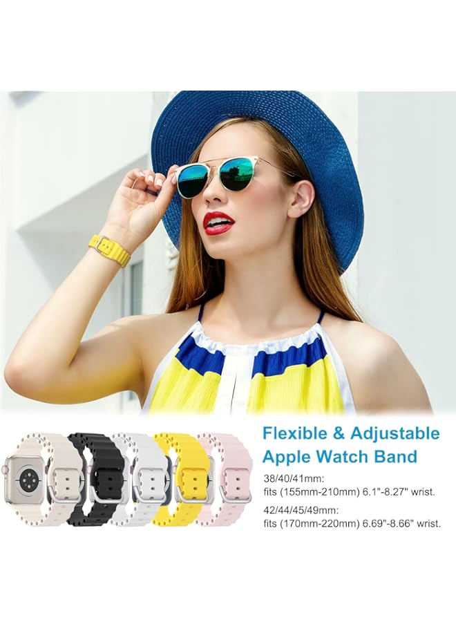 STEEZRD Ocean Sport Silicone Bands Compatible with Apple Watch Band 49mm 45mm 44mm 42mm 41mm 40mm 38mm, Soft Breathable Classic Clasp Wrist Strap for iWatch Ultra Series 8/SE/7/6/5/4/3/2/1 Men Women