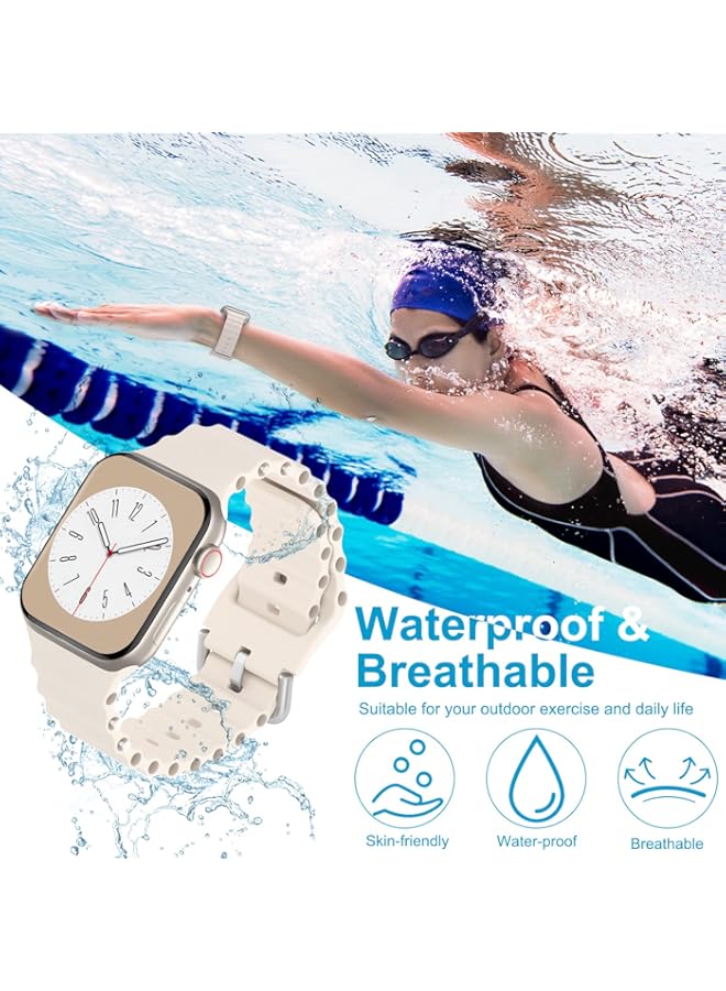 STEEZRD Ocean Sport Silicone Bands Compatible with Apple Watch Band 49mm 45mm 44mm 42mm 41mm 40mm 38mm, Soft Breathable Classic Clasp Wrist Strap for iWatch Ultra Series 8/SE/7/6/5/4/3/2/1 Men Women