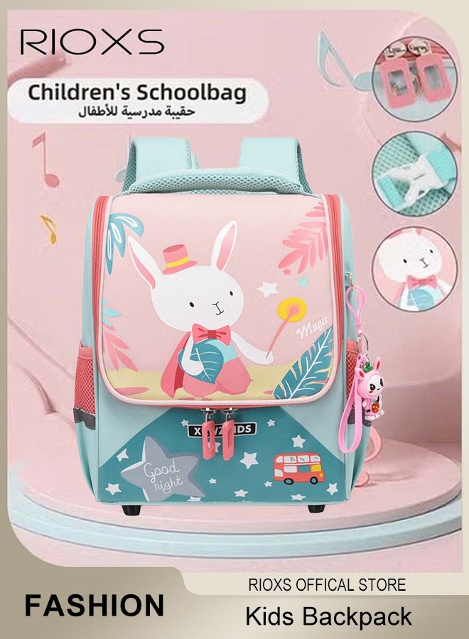 RIOXS Kids Backpacks, Girls Backpack with Adjustable Padded Shoulder Straps, Personalized Waterproof School Bags with Cartoon Patterns, Lightweight Resistant Travel Daypack, School Bookbag As Perfect Gifts for Girls, 25x14x30cm - Image 1