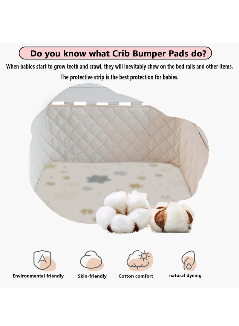 KASTWAVE غطاء حافة سرير الأطفال، واقي سرير الأطفال، حشوة ناعمة لجوانب سرير الأطفال، غطاء حافة سرير الأطفال مبطن مضاد للعض، واقي سرير مزدوج الجوانب، واقي سرير مبطن، مع حبل ربط، مشمش 360 * 30 سم - Image 2