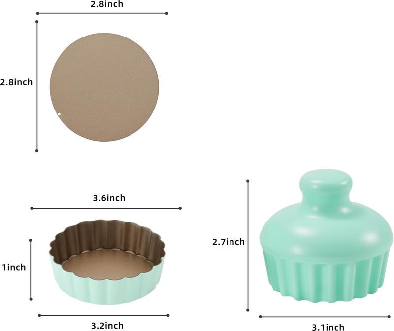 LIFVCNT Mini Tart Pan Set, 6PCS 3.6 Inch Tart Pans with Removable Bottom and Tart Tamper, Extra Deep 1 Inch Tartlet Pan, Nonstick Bakeware for Mini Pies, Tarts, Quiches, Cheesecakes (Green) - Image 2