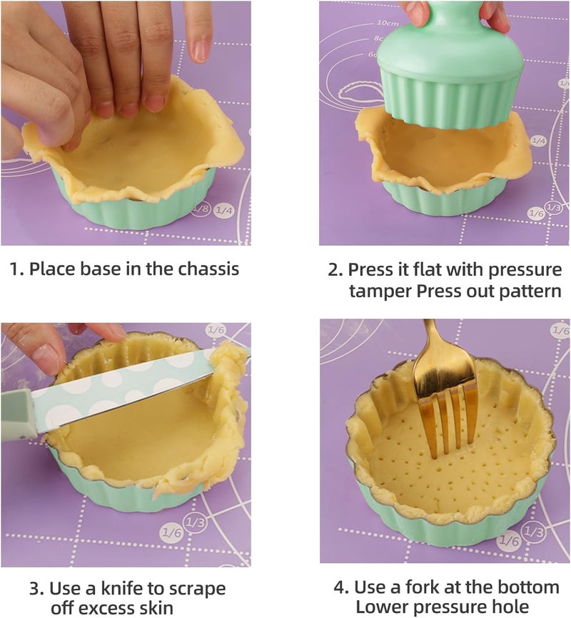 LIFVCNT Mini Tart Pan Set, 6PCS 3.6 Inch Tart Pans with Removable Bottom and Tart Tamper, Extra Deep 1 Inch Tartlet Pan, Nonstick Bakeware for Mini Pies, Tarts, Quiches, Cheesecakes (Green) - Image 5