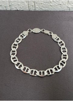 Al Kasr Jewelry Classic Textured Bracelet - Sterling Silver 925 - Plated Rhodium White Gold 18K - 21cm x 6mm - Durable and Elegant - Multiple Sizes Available  - Image 1