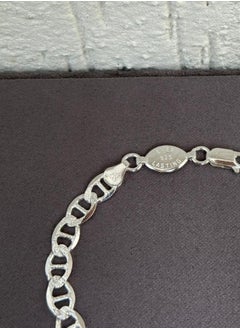 Al Kasr Jewelry Classic Textured Bracelet - Sterling Silver 925 - Plated Rhodium White Gold 18K - 21cm x 6mm - Durable and Elegant - Multiple Sizes Available  - Image 3