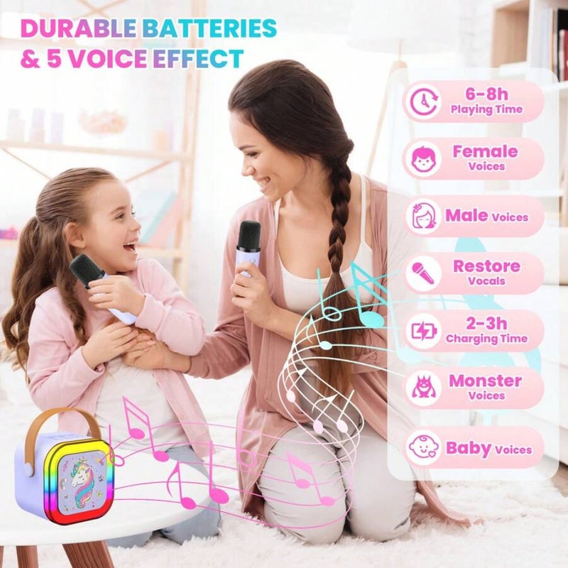 Mini Karaoke Machine For - Back To School Birthday Gift For 3 4 5 6 7 8 9 10 11 12 Years Old Girls, Portable Speaker Set, Dazzling Disco Lights - Perfect For Home Parties, Christmas Gifts, And Birthday Parties - Image 5