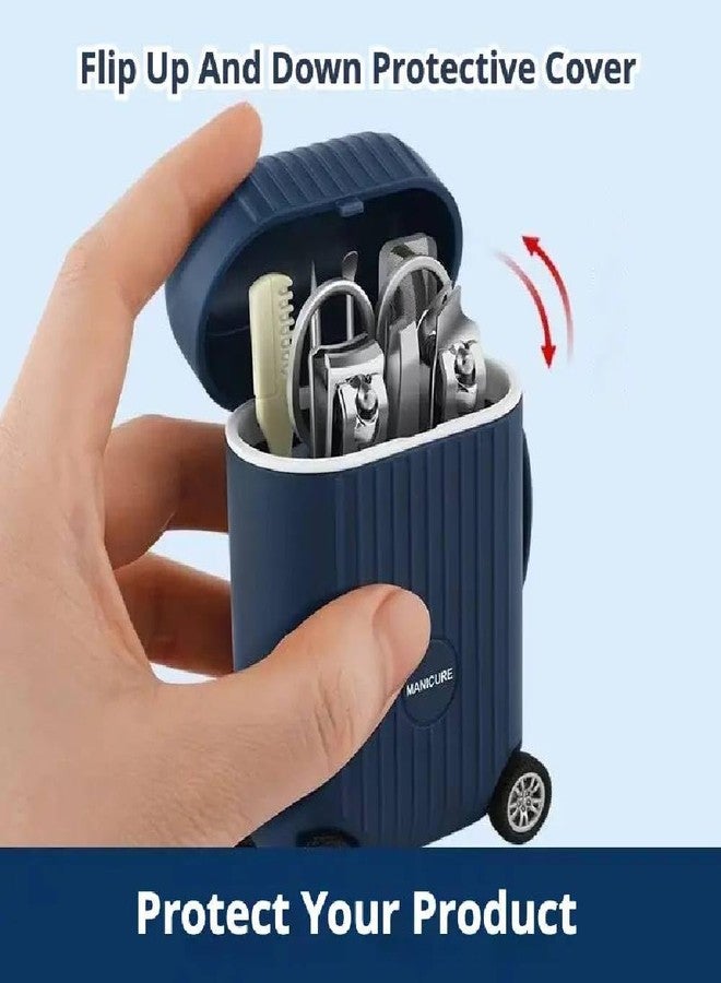 Clickswift® 1Pcs 8-in-1 Manicure Set with Mini Suitcase Travel Case - Professional Stainless Steel Nail Clippers, Pedicure & Grooming Kit for Men & Women, Portable Nail Care Tools with Flip-Top Design (Multicolour) - Image 3