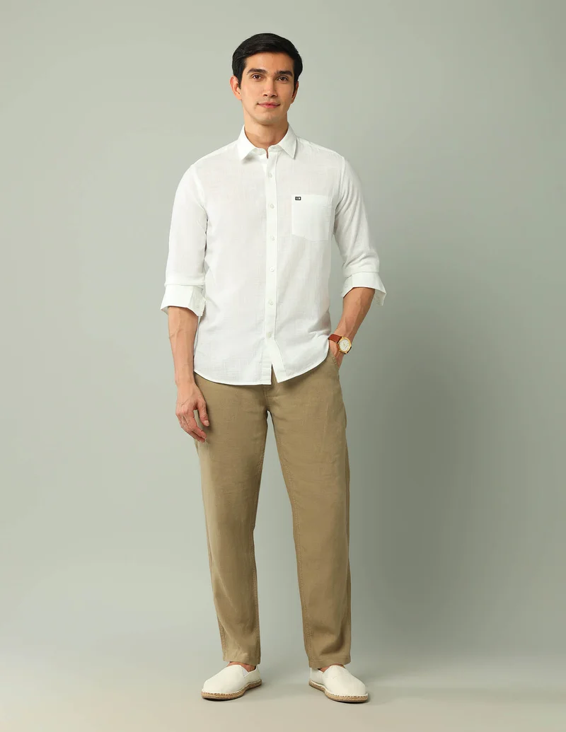 Arrow White Manhattan Slim Fit Solid Shirt for Men | Best Price UAE