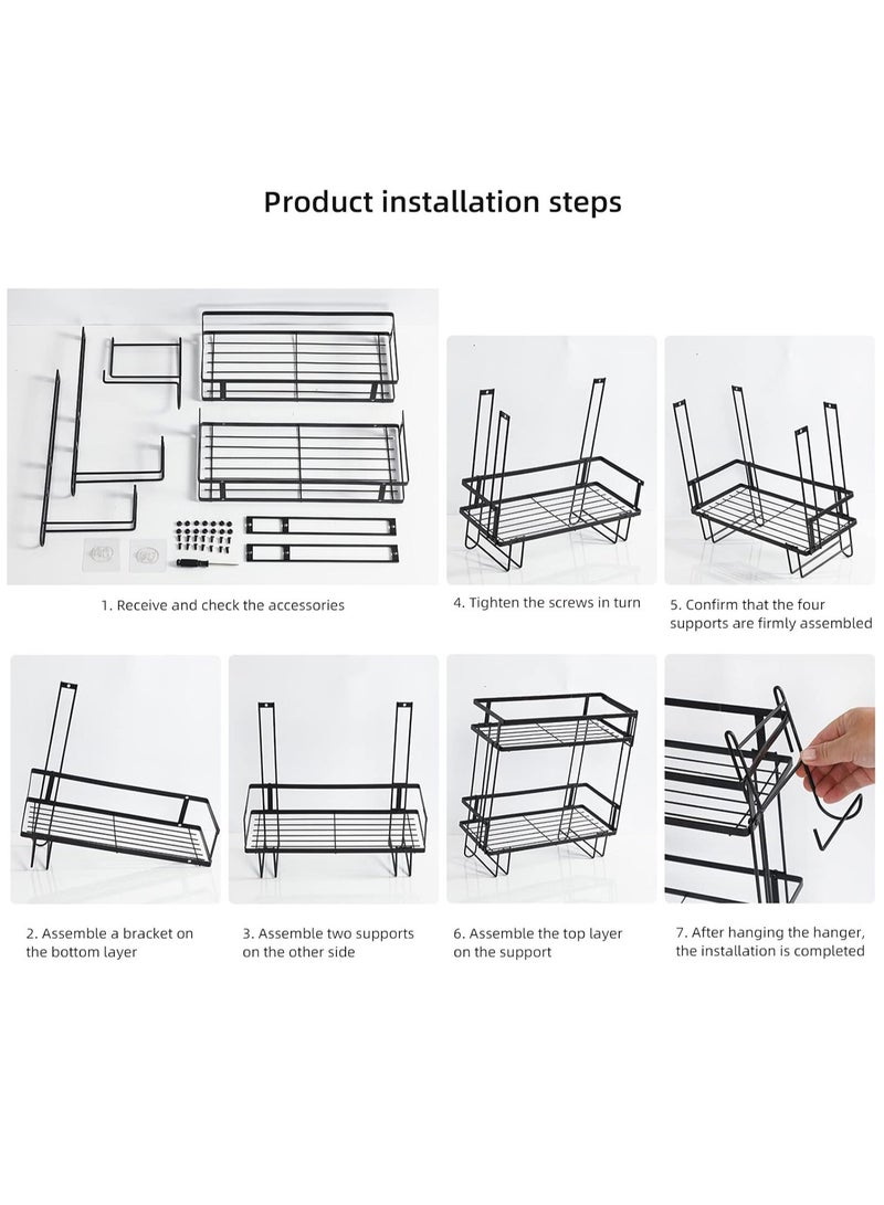 Generic Over The Toilet Storage,2 Tier Bathroom Organizer Shelves,Multifunctional Over Toilet Bathroom Organizer with Hooks,No Drilling Space Saver  - Image 5