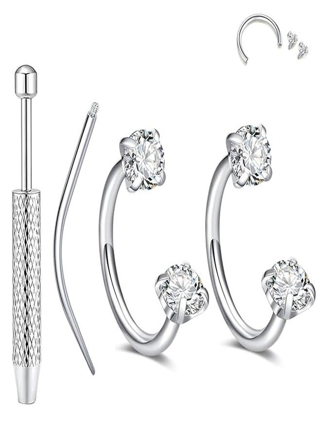 SEEDRILL 16G Silver Horseshoe Nose Septum Rings for Women Men Hypoallergenic Surgical Steel Eyebrow Septum Lip Labret Helix Tragus Cartilage Daith Rook Conch Earring Piercing Jewelry Sets - Image 1