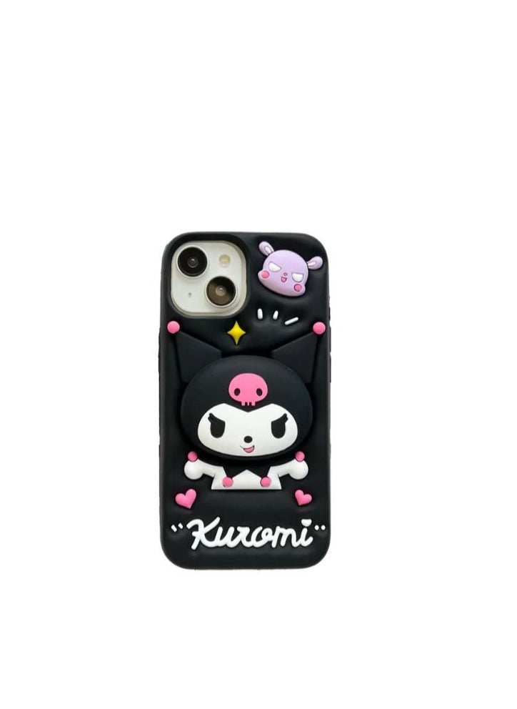 Generic - Back Cover iPhone 14 pro max Soft Silicone 3D Cute Cartoon with Holder Full Protective Case Compatible with iPhone 14 pro max  (kuromi Case) - Image 1