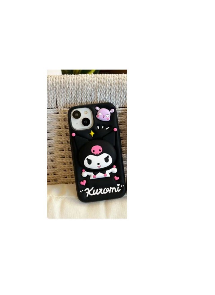 Generic - Back Cover iPhone 14 pro max Soft Silicone 3D Cute Cartoon with Holder Full Protective Case Compatible with iPhone 14 pro max  (kuromi Case) - Image 1