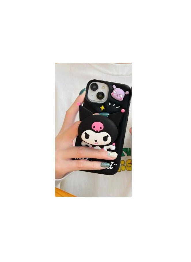 Generic - Back Cover iPhone 14 pro max Soft Silicone 3D Cute Cartoon with Holder Full Protective Case Compatible with iPhone 14 pro max  (kuromi Case) - Image 1