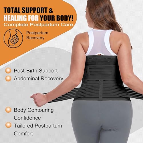 Mommora 3-in-1 Post Pregnancy Abdominal Belt for Women – C-Section Abdomen Belt & Belly Wrap for After Delivery Recovery – Adjustable Postpartum Belt, Maternity Belt for Waist, Pelvis & Tummy Support (Free Size) (BLACK) - Image 4