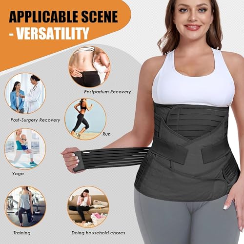 Mommora 3-in-1 Post Pregnancy Abdominal Belt for Women – C-Section Abdomen Belt & Belly Wrap for After Delivery Recovery – Adjustable Postpartum Belt, Maternity Belt for Waist, Pelvis & Tummy Support (Free Size) (BLACK) - Image 5