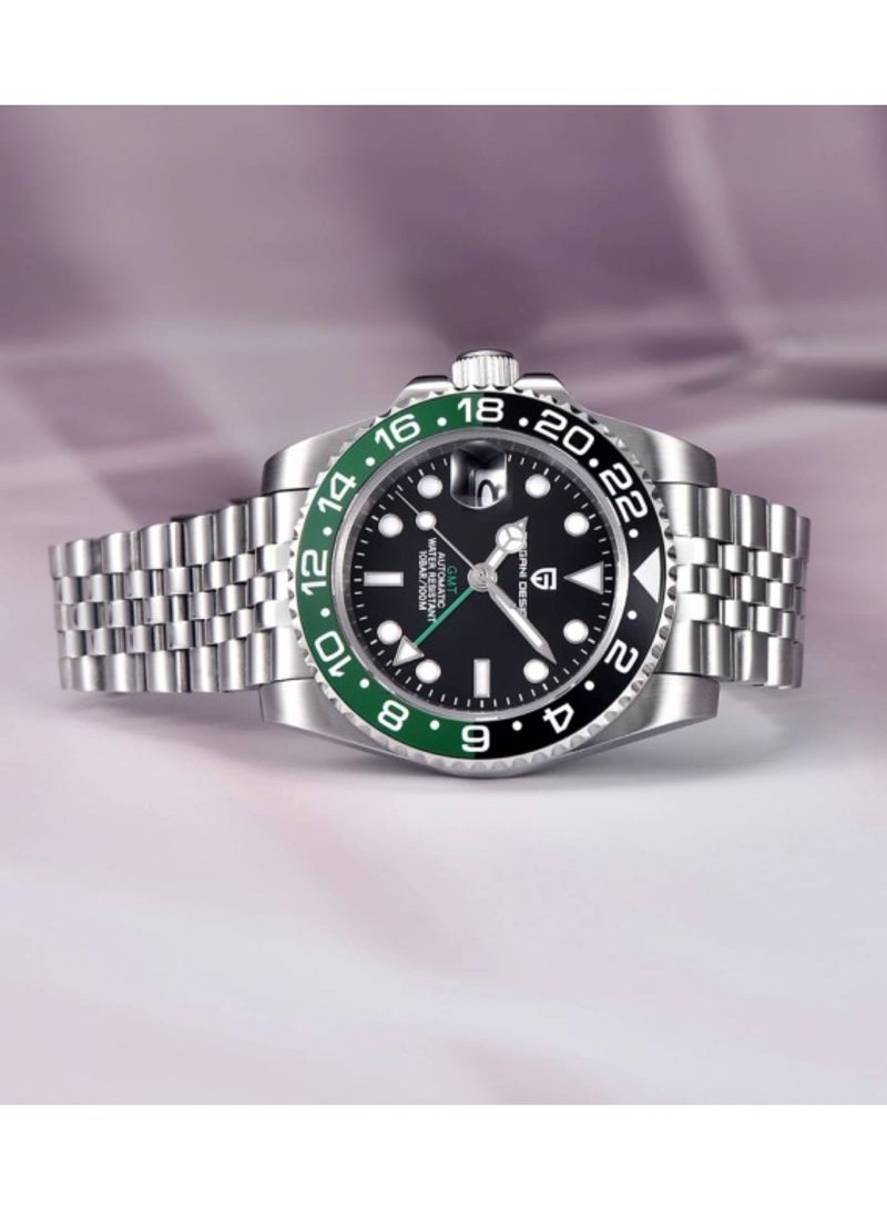 PAGANI DESIGN ساعة يد أوتوماتيكية للرجال PD1662 GMT بيد يمنى (لليد اليسرى) – 40 مم من الفولاذ المقاوم للصدأ مع سوار جوبيل - Image 2