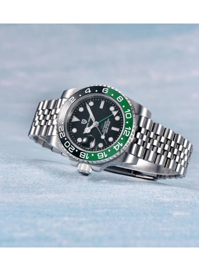 PAGANI DESIGN ساعة يد أوتوماتيكية للرجال PD1662 GMT بيد يمنى (لليد اليسرى) – 40 مم من الفولاذ المقاوم للصدأ مع سوار جوبيل - Image 3