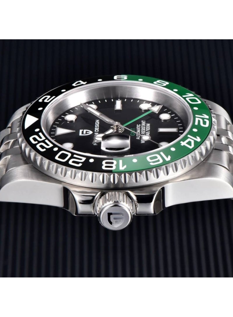 PAGANI DESIGN ساعة يد أوتوماتيكية للرجال PD1662 GMT بيد يمنى (لليد اليسرى) – 40 مم من الفولاذ المقاوم للصدأ مع سوار جوبيل - Image 5