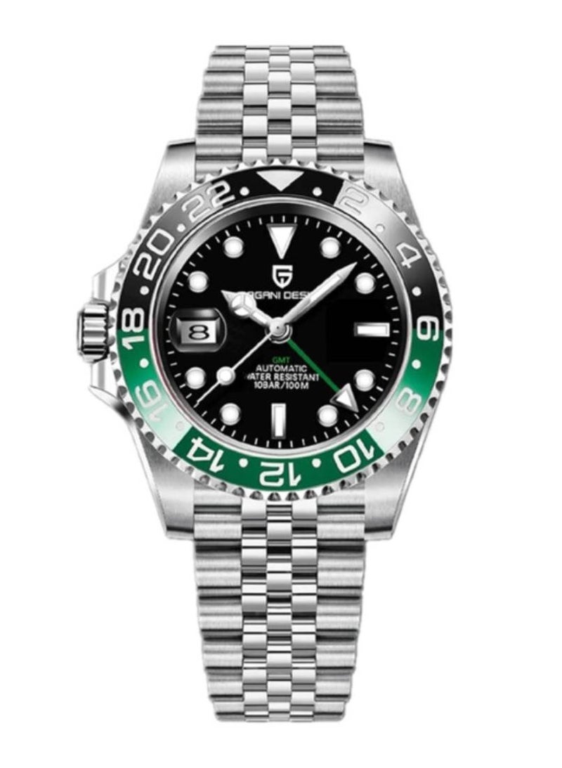 PAGANI DESIGN ساعة يد أوتوماتيكية للرجال PD1662 GMT بيد يمنى (لليد اليسرى) – 40 مم من الفولاذ المقاوم للصدأ مع سوار جوبيل - Image 1