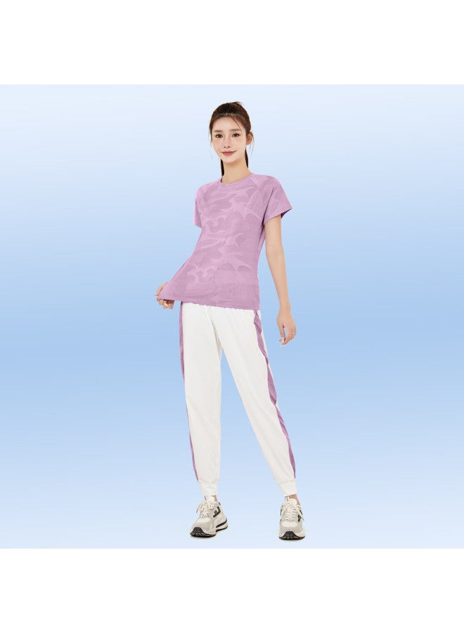 Fandimu Women's Sports Suit Spring Summer Breathable Yoga Fitness Clothing Outdoor Training Short Sleeve Long Sleeve Running Badminton Suit - Image 2