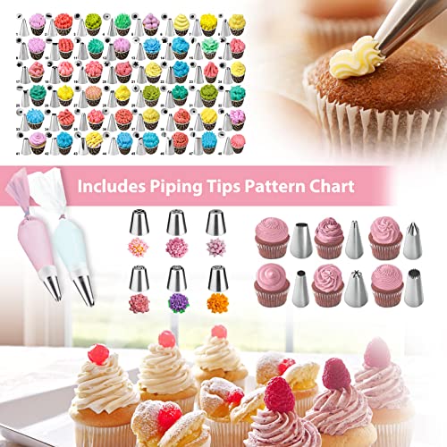 AUKOW Cake Decorating Supplies Tools Kit: 358pcs Baking Accessories with Storage Case - Piping Bags and Icing Tips Set - Cupcake Cookie Frosting Fondant Bakery Set for Adults Beginners or Professional, Pink - Image 4