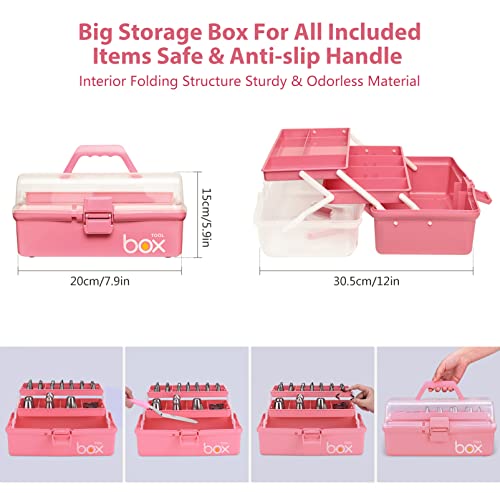 AUKOW Cake Decorating Supplies Tools Kit: 358pcs Baking Accessories with Storage Case - Piping Bags and Icing Tips Set - Cupcake Cookie Frosting Fondant Bakery Set for Adults Beginners or Professional, Pink - Image 3