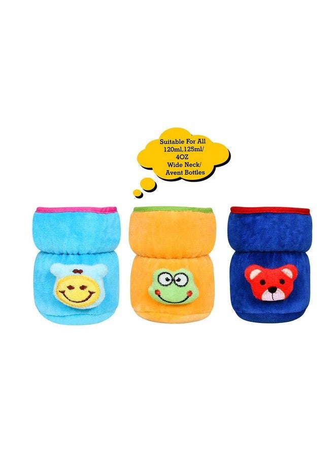 The Little Lookers - Bottle Cover For Philips Avent Wide Neck Feeders Soft Plush Stretchable Baby Feeding Bottle Cover With Easy To Hold Strap (Blue Yellow & Royal Blue Wide Neck 125Ml 4Oz) - Image 1