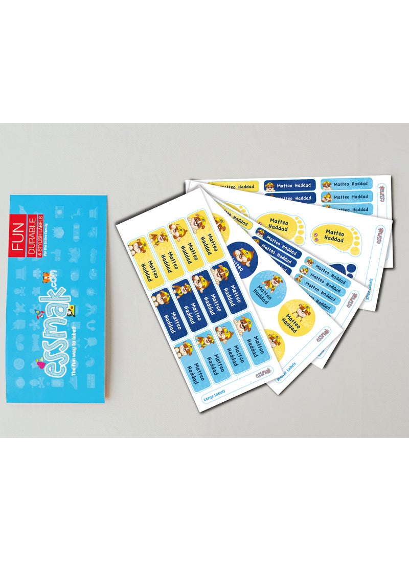 Essmak Paw Petrol Personalized Waterproof Name Labels for Kids – Set of 74 Custom Stickers for School Supplies, Lunch Boxes, Clothes and Toys  - Image 2