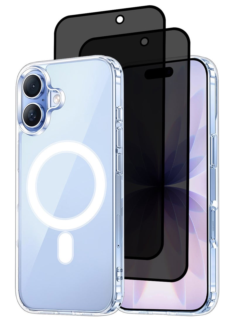 3 Packs Magnetic Clear Case for iPhone 17 - One Case Two Privacy Screen Protectors - MagSafe Compatible Shockproof TPU Drop Protection Slim Transparent Cover - Image 1