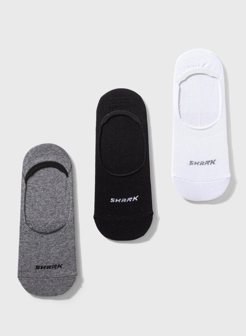 Shark Pack of 3 Invisible Hidden Cotton Socks - Image 1