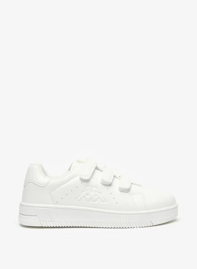 Kappa Boys' Perforated Sneakers with Hook and Loop Closure White
