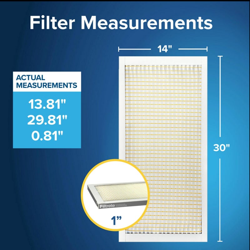 Filtrete 14x30x1 Air Filter MERV 5, 6-Pack AC Furnace Filters for Home HVAC, MPR 300 Basic Dust Defense, Removes Lint & Household Dust, 3-Month Pleated Electrostatic (Actual Size 13.81x29.81x0.81 in) - Image 2