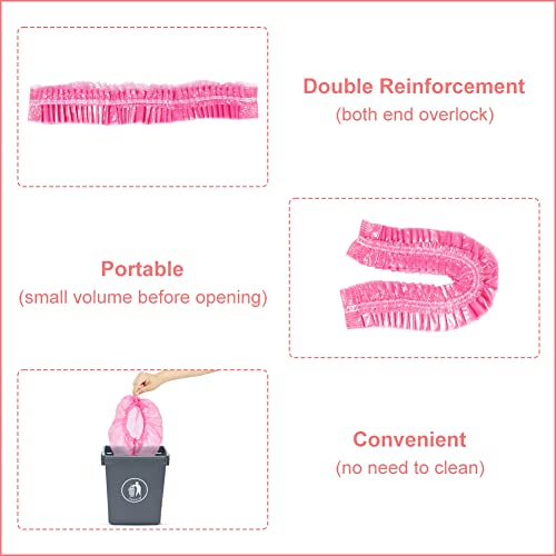 Shintop Disposable Shower Caps for Women,100 Packs Hair Caps Individually Wrapped with Large Elastic Bath Cap for Home, Hotel, Hair Salon and Spa (Pink) - Image 4