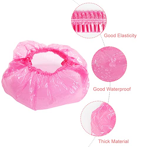 Shintop Disposable Shower Caps for Women,100 Packs Hair Caps Individually Wrapped with Large Elastic Bath Cap for Home, Hotel, Hair Salon and Spa (Pink) - Image 3