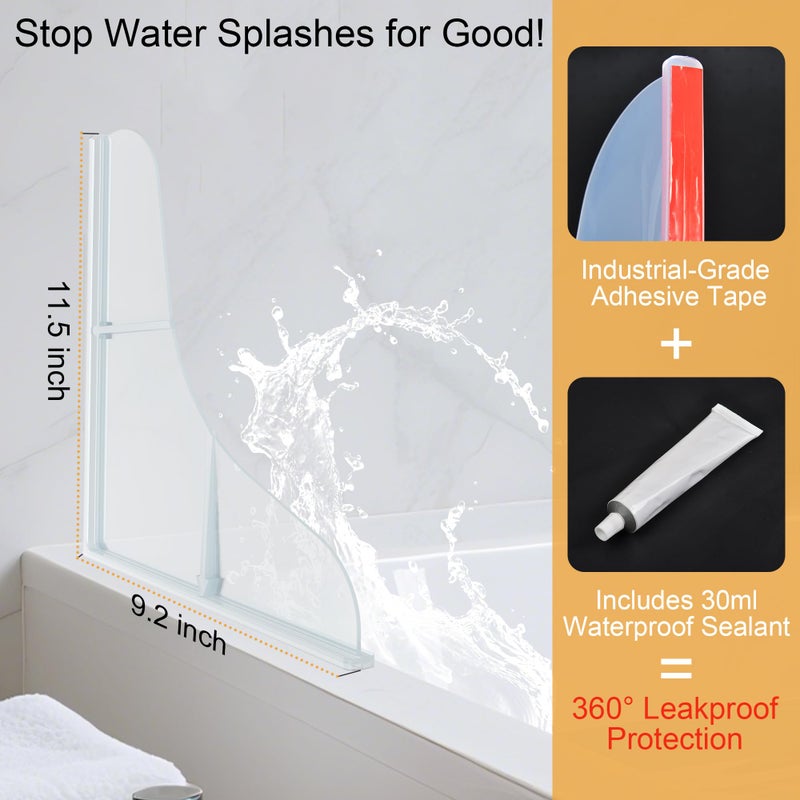 Mofason Silicone Shower Splash Guard, Clear Bathtub Corner Splash Guard, Bathroom Shower Water Guard with Adhesive for Fixing, Can Be Used in Washbasin, Tubs, Sinks Etc - 2Pack - Image 2