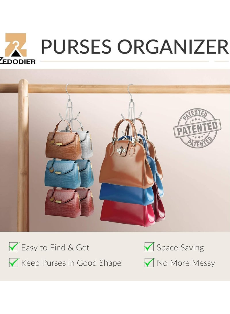 Fanski Purse Hanger Organizer For Closet, Hanging Bag Holder, Keeping Purses Visible and in Good Condition, Metal Handbag Storage Hook Backpack Rack Space Saving Hanger, Silver  - Image 4