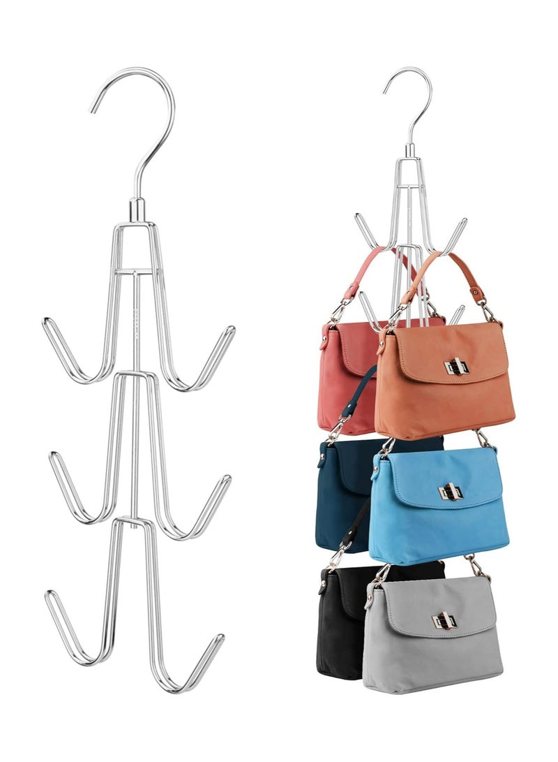 Fanski Purse Hanger Organizer For Closet, Hanging Bag Holder, Keeping Purses Visible and in Good Condition, Metal Handbag Storage Hook Backpack Rack Space Saving Hanger, Silver  - Image 1