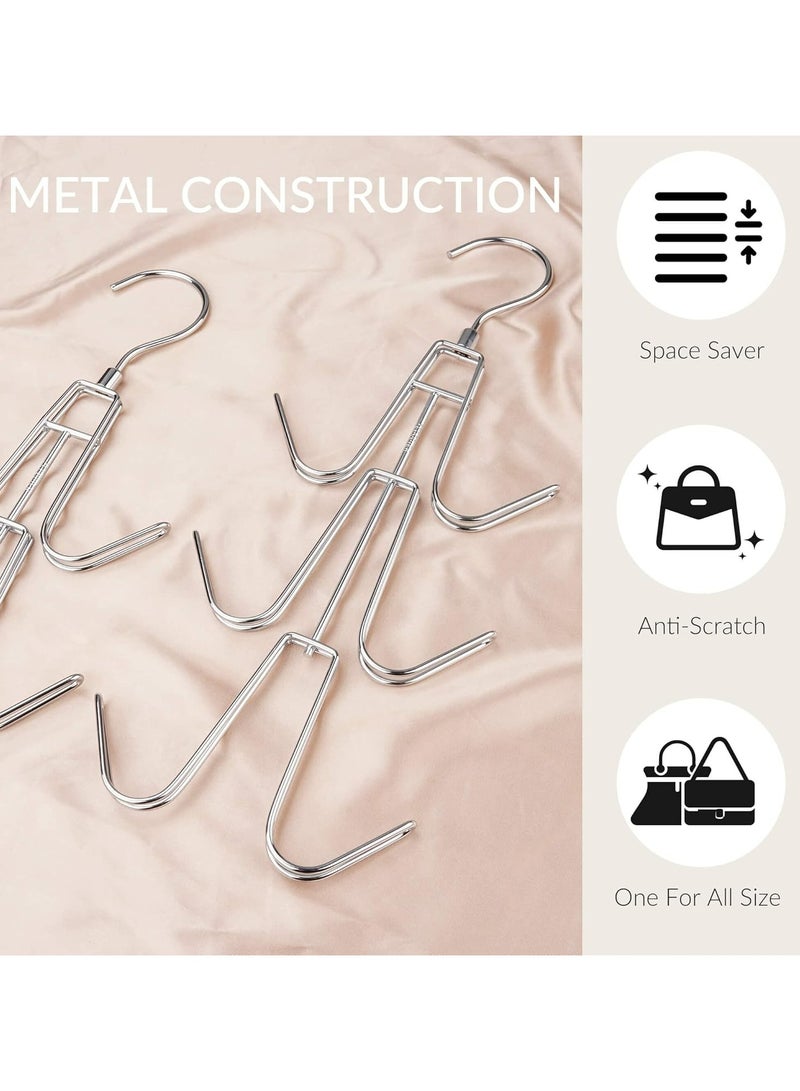 Fanski Purse Hanger Organizer For Closet, Hanging Bag Holder, Keeping Purses Visible and in Good Condition, Metal Handbag Storage Hook Backpack Rack Space Saving Hanger, Silver  - Image 3