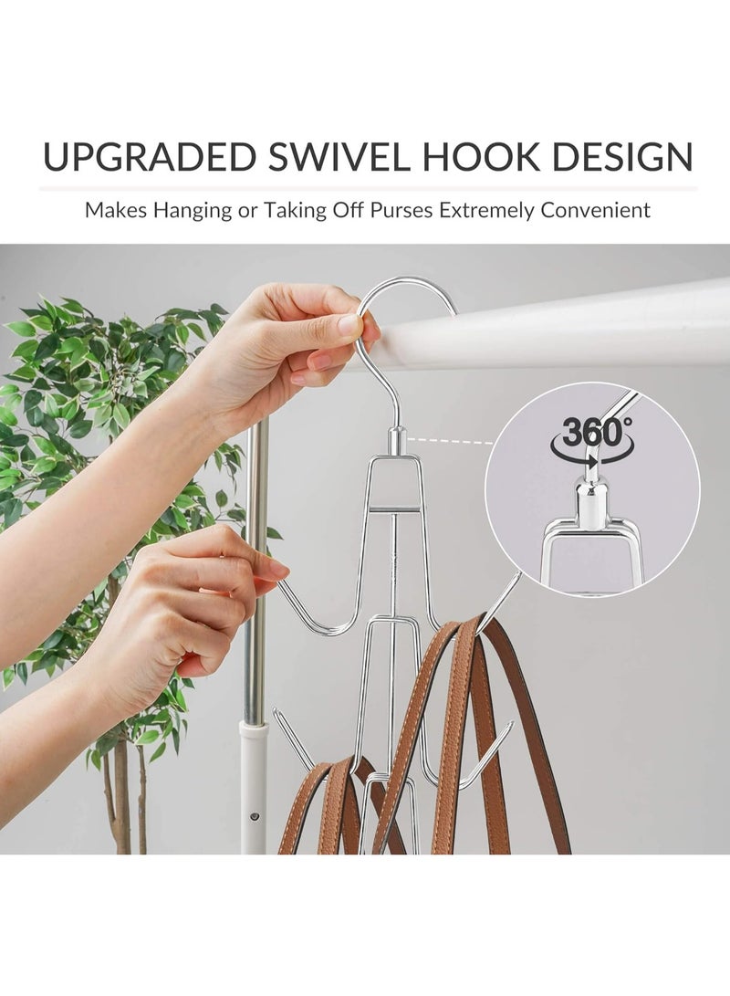 Fanski Purse Hanger Organizer For Closet, Hanging Bag Holder, Keeping Purses Visible and in Good Condition, Metal Handbag Storage Hook Backpack Rack Space Saving Hanger, Silver  - Image 2