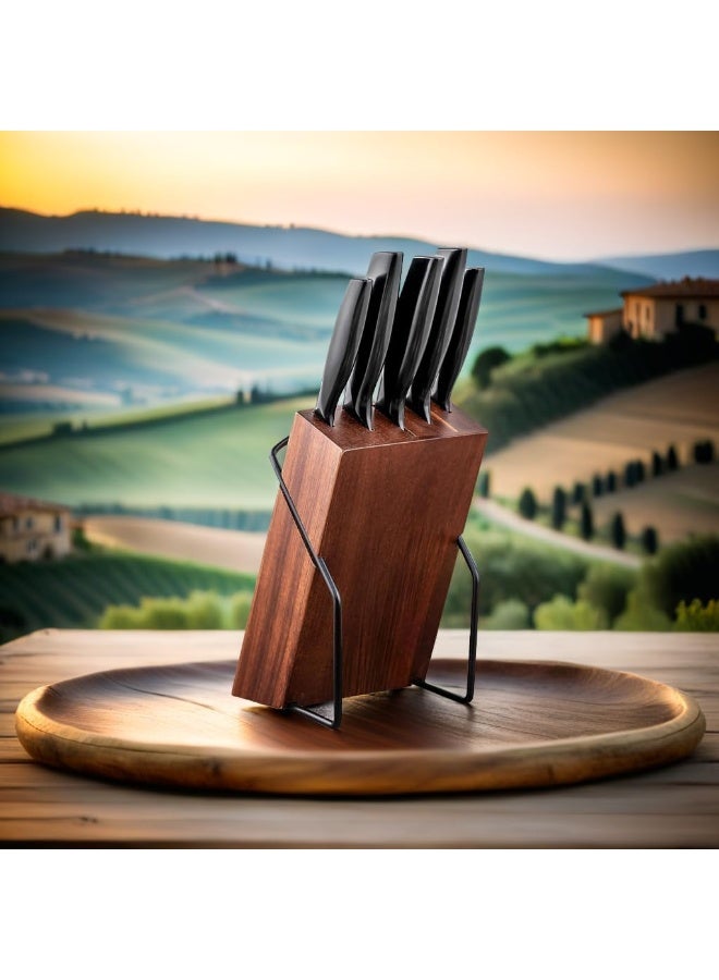 BS B&S Modern Kitchen Knife Sets for Kitchen with Block, 5 Piece Kitchen Knife Set, Ultra Sharp Chef Knife Set for Kitchen, High Carbon Stainless Steel Knife Block Set ZT0016  - Image 4